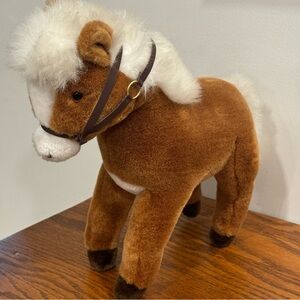 EUC Vintage 1986 Applause Standing Plush Horse with Reigns Brown w/ White Mane